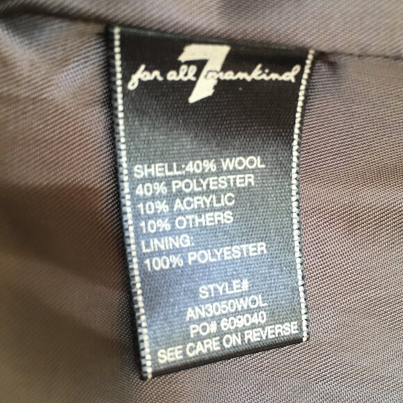 7 For All Mankind Long Tweed Wool Blend Double Breasted High Collar Coat - Picture 9 of 16